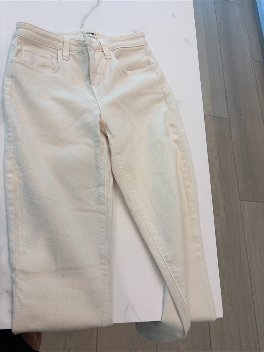 L'AGENCE Off-White Straight Leg Jeans